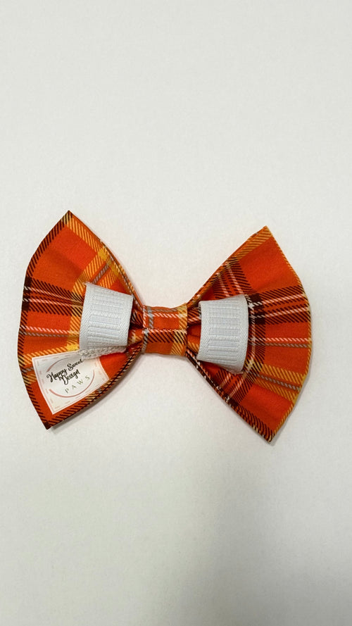 Dog Bow Tie: Orange  Plaid - Autumn Collar Accessory